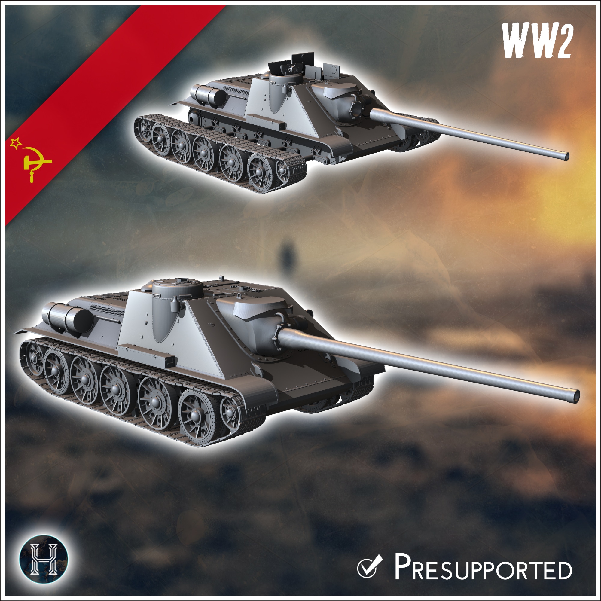 SU-100 tank destroyer - Soviet army WW2 Second World East front Ostfront RPG Mini Hobby